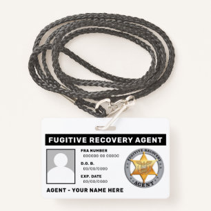 FUGITIVE RECOVERY AGENT Lanyard Badge