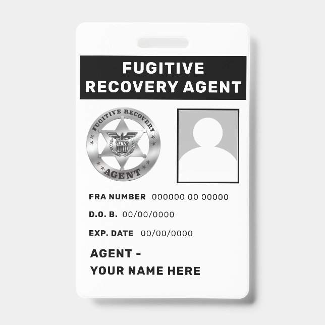 FUGITIVE RECOVERY AGENT Lanyard Badge (Front)
