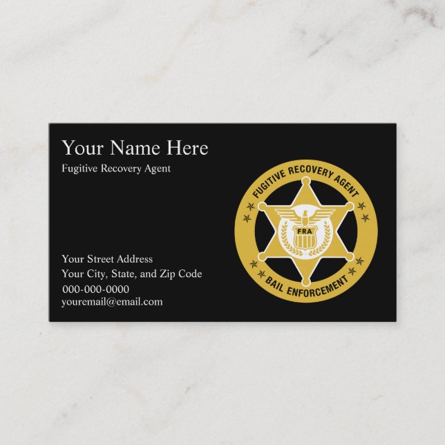 FUGITIVE RECOVERY & BAIL ENFORCE Business Cards (Front)