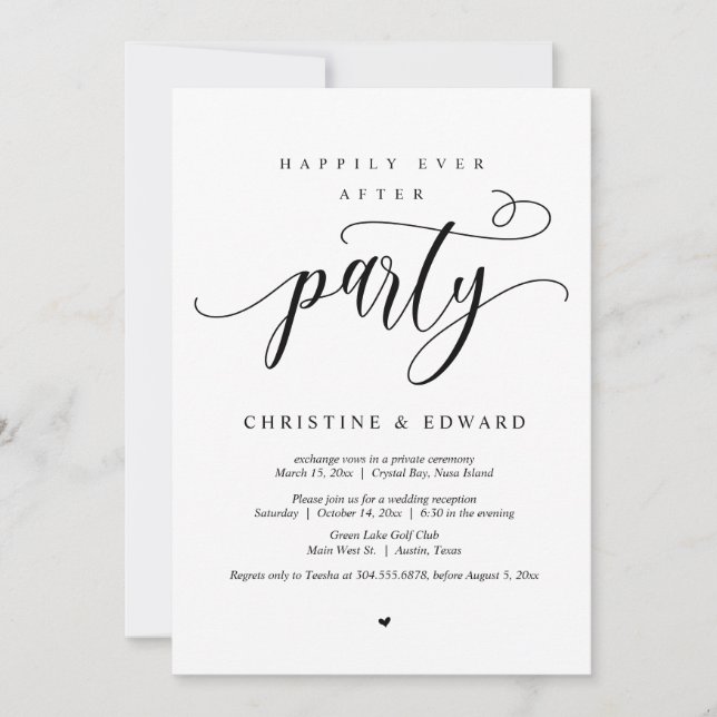 Fuite de mariage, invitation à la fête du bonheur  (Devant)
