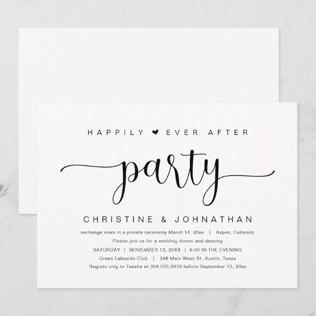 Fuite en Amoureux, Invitation à la Fête du Bonheur (Devant / Derrière)