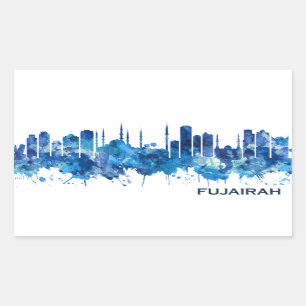 Fujairah UAE Skyline Blue Sticker