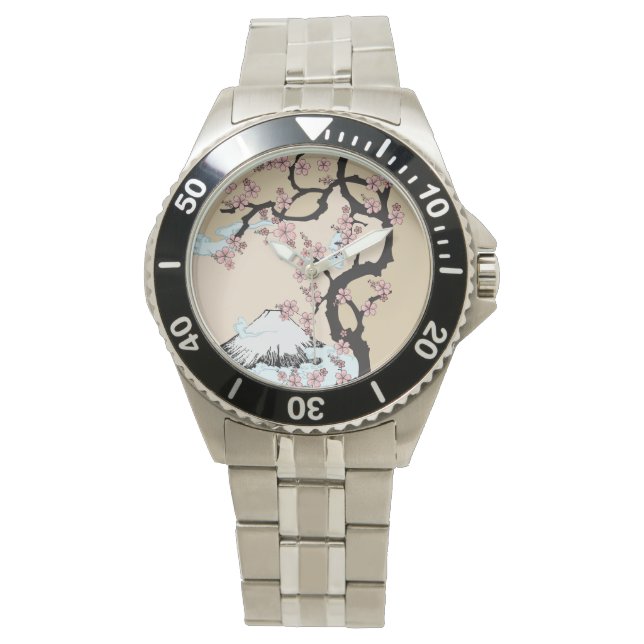 Fuji and Sakura: Classic Stainless Steel Watch (Front)