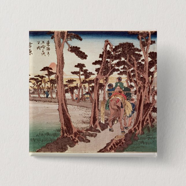 Fuji from Yoshiwara 2 Inch Square Button (Front)