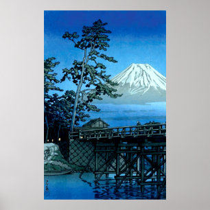 Fuji in the Moonlight Kawaibashi, Hasui Kawase Poster