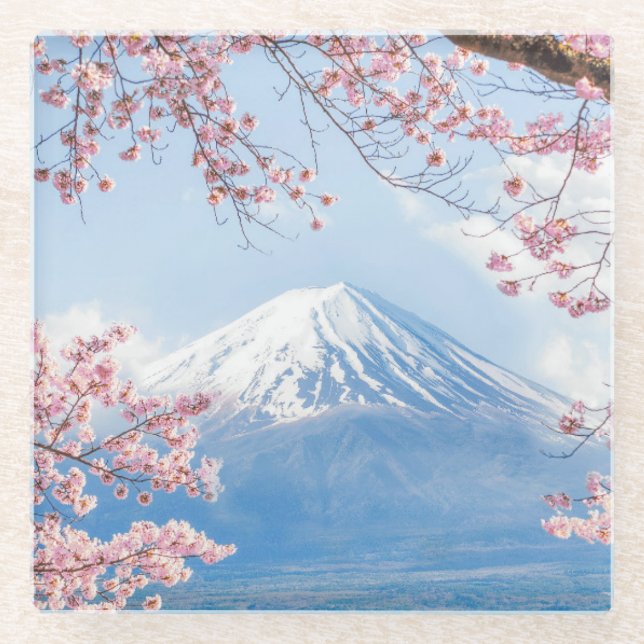 Fuji Mountain | Kawaguchiko Lake | Spring In Japan Glass Coaster (Front)