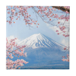 Fuji Mountain   Kawaguchiko Lake   Spring In Japan Tile