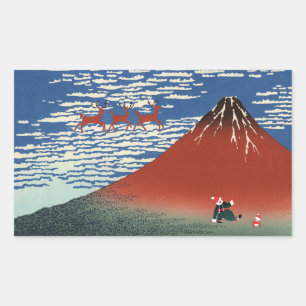 Fuji Mountains in Christmas, Japanese Art Sticker
