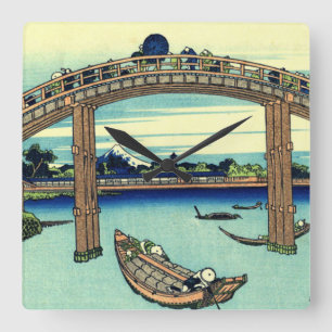 Fuji seen through the Mannen Bridge at Fukagawa Square Wall Clock