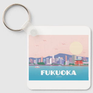 Fukuoka Japan Pastel Travel Keychain