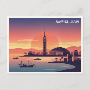 Fukuoka Japan Sunset Travel Postcard