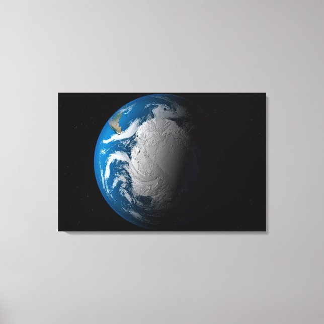 Ful Earth Showing Simulated Clouds Over Antarctica Canvas Print (Front)