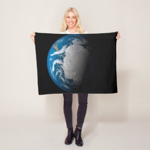 Ful Earth Showing Simulated Clouds Over Antarctica Fleece Blanket