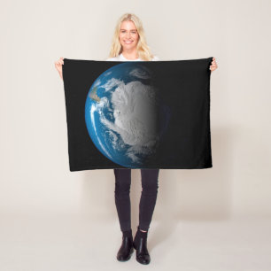Ful Earth Showing Simulated Clouds Over Antarctica Fleece Blanket
