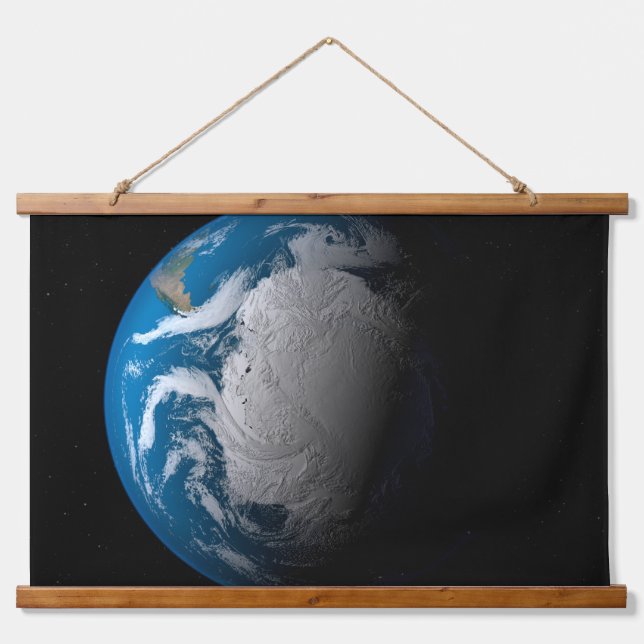 Ful Earth Showing Simulated Clouds Over Antarctica Hanging Tapestry (Front)