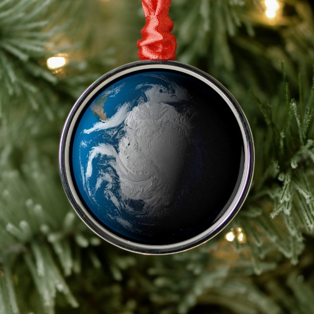 Ful Earth Showing Simulated Clouds Over Antarctica Metal Ornament (Tree)