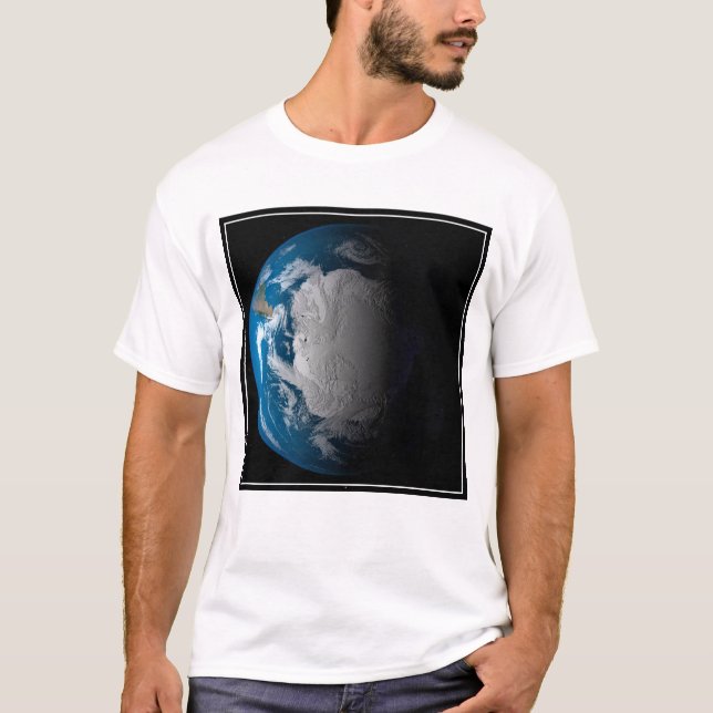 Ful Earth Showing Simulated Clouds Over Antarctica T-Shirt (Front)