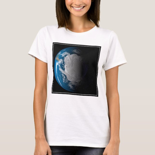 Ful Earth Showing Simulated Clouds Over Antarctica T-Shirt (Front)