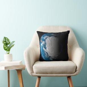Ful Earth Showing Simulated Clouds Over Antarctica Throw Pillow