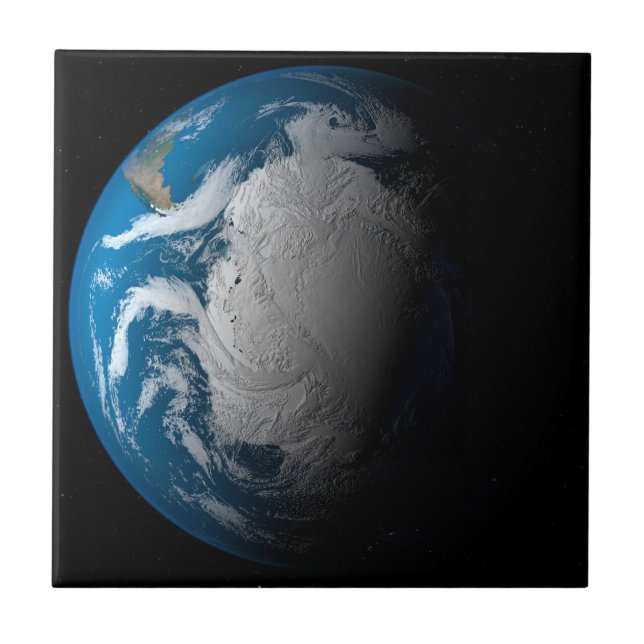 Ful Earth Showing Simulated Clouds Over Antarctica Tile (Front)