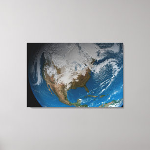 Ful Earth With Simulated Clouds Over North America Canvas Print