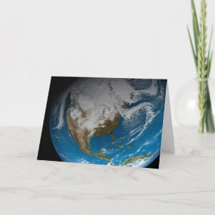 Ful Earth With Simulated Clouds Over North America Card