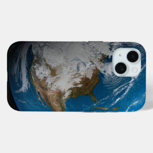 Ful Earth With Simulated Clouds Over North America iPhone 15 Case