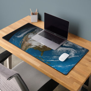 Ful Earth With Simulated Clouds Over North America Desk Mat
