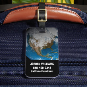 Ful Earth With Simulated Clouds Over North America Luggage Tag