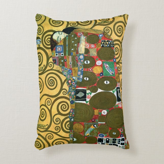 Fulfilment aka The Embrace by Gustav Klimt Accent Pillow (Front(Vertical))