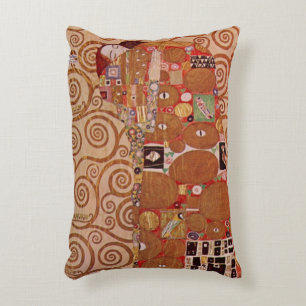 Fulfilment by Gustav Klimt, Vintage Art Nouveau Accent Pillow