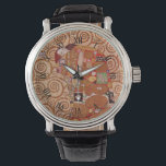 Fulfilment by Gustav Klimt, Vintage Art Nouveau Watch<br><div class="desc">Fulfilment (aka The Embrace) (1909) by Gustav Klimt is a vintage Victorian Era Symbolism fine art love and romance portrait painting featuring a young couple hugging about to kiss. About the artist: Gustav Klimt (1862-1918) was an Austrian Symbolist painter and one of the most prominent members of the Vienna Art...</div>