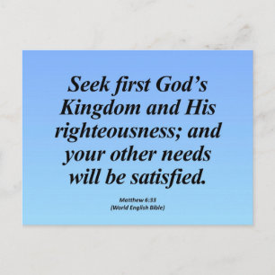 Fulfilment Matthew 6:33 Abbrev Postcard