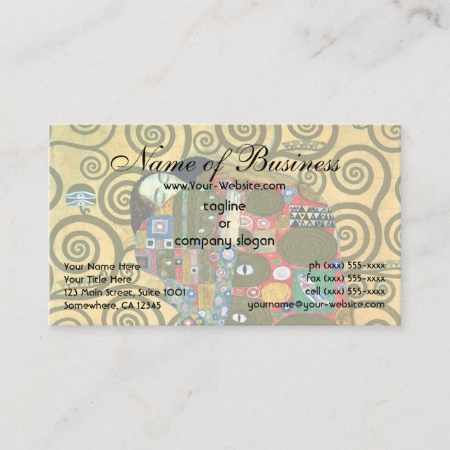 Fulfilment (The Embrace) by Gustav Klimt Business Card (Front)