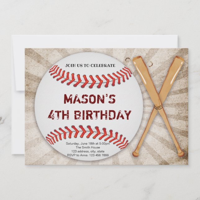 Full baseball birthday invitation (Front)