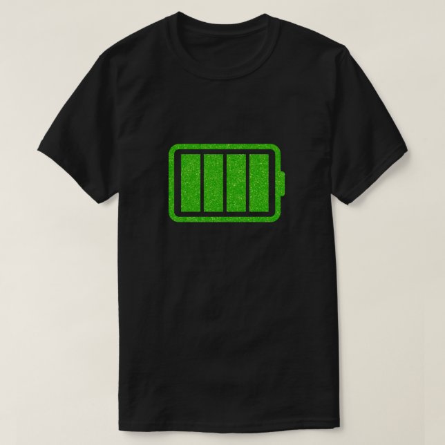 Full Battery Funny Glitter T-Shirt (Design Front)