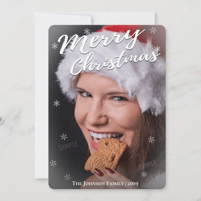 Full Bleed One Photo Christmas Greeting Card (Front)