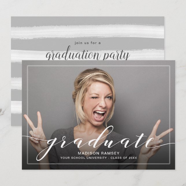 Full Bleed Photo Graduation Announcement and Party (Front/Back)