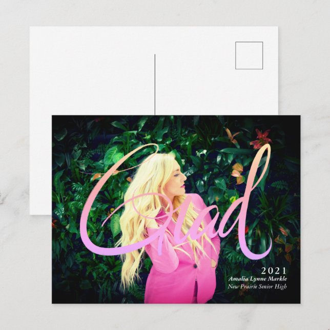 Full Bleed Photo Neon 2 Grad Overlay Announcement (Front/Back)