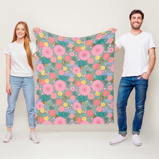 Full Bloom Birthday wrapping paper Fleece Blanket (In Situ)