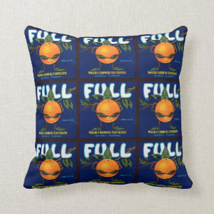 Full Brand Oranges Label Throw Pillow