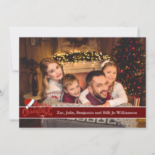 Full Card Photo With Santa Hat Merry Christmas