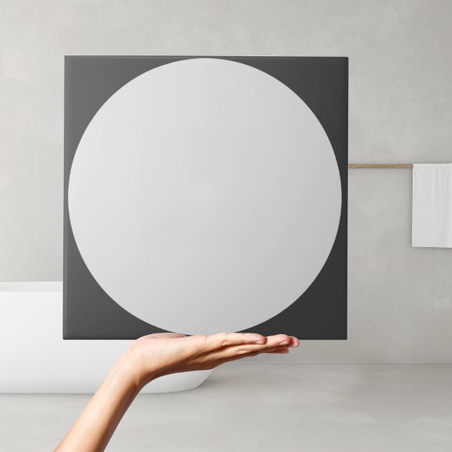 Full Circle Pattern Tile (Modern minimalist tile with white circle on black)