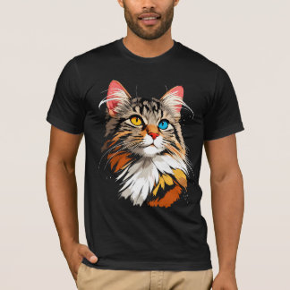 Full Color Cat Face T-Shirt | Vibrant Feline Unise