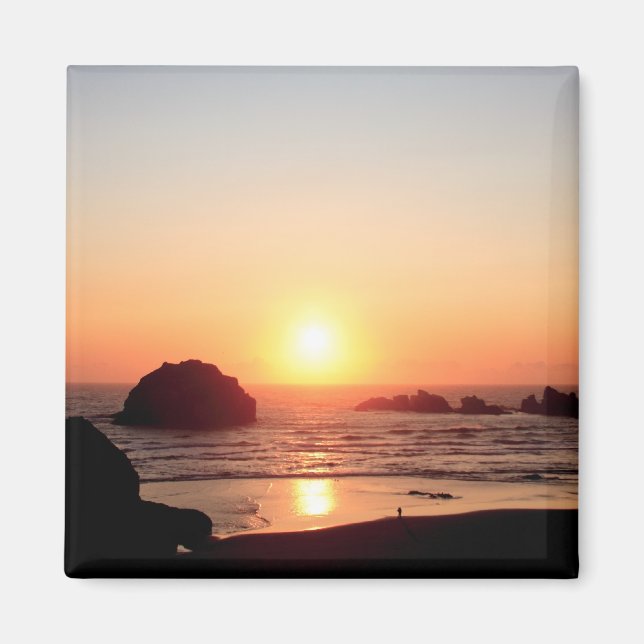 Full Colour Face Rock Sunset Oregon Coast Magnet (Front)