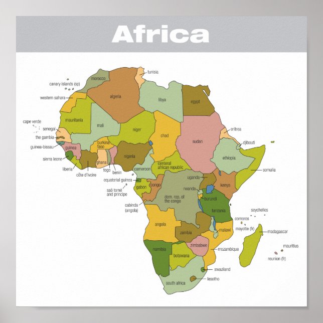 Full Colour Map of Africa Poster (Front)