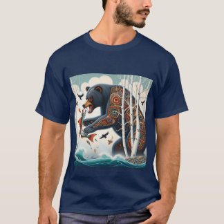 Full colour Native Bear Fishing  T-Shirt