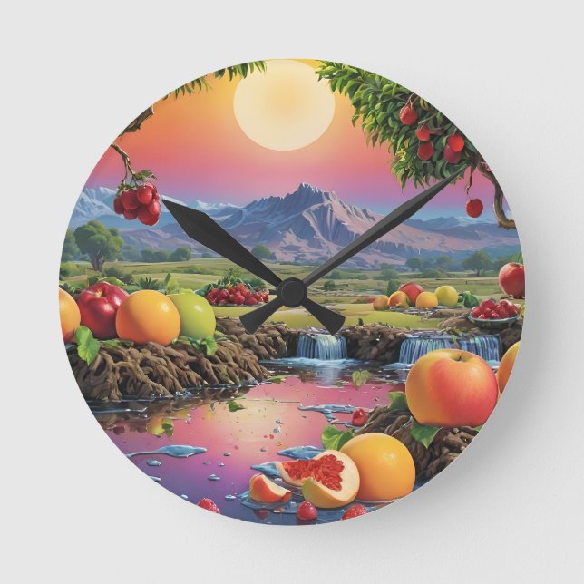 Full Colour Spectrum of Fruit 1 Round Clock (Front)
