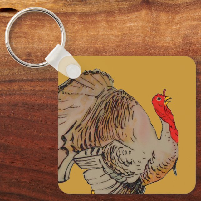 Full Colour Thanksgiving Turkey Keychain (Front)
