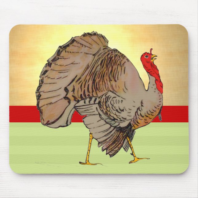 Full Colour Thanksgiving Turkey Lights Mouse Pad (Front)